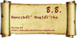 Benczkó Boglárka névjegykártya